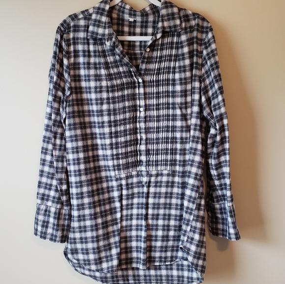 J. Crew black plaid flannel tunic - Picture 1 of 4